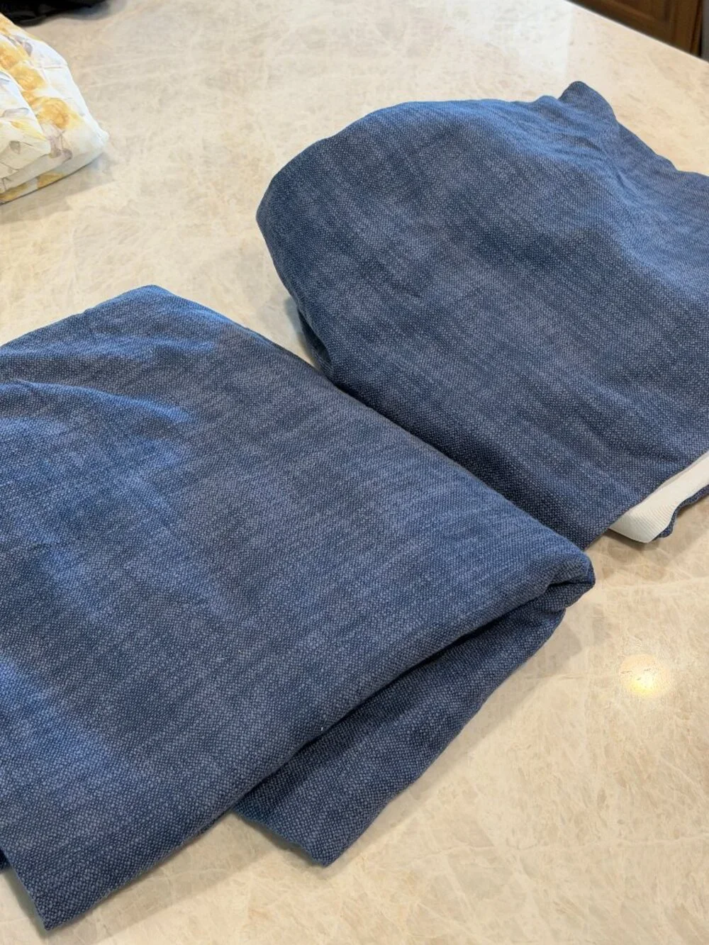 Pottery Barn Set of 2 Blue Textured Blackout Curtains 50x96 Cotton Drapes